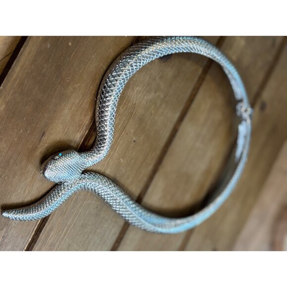 Silver Snake Necklace Choker Collar Style - Picture 5 of 10